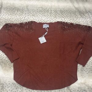 LIV Women's Brown Embellished Blouse